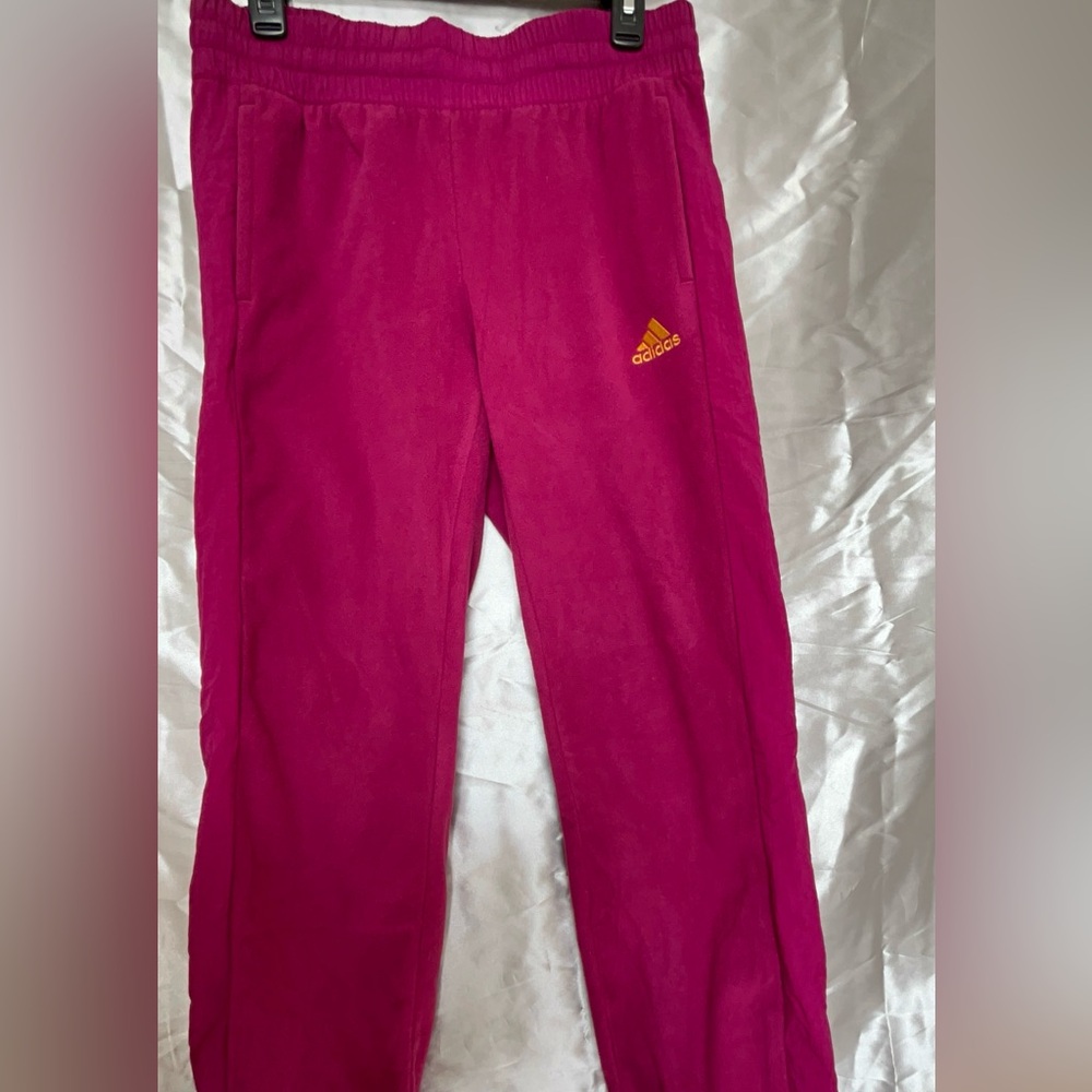 Adidas Women’s Fuchsia Fleece Joggers with Gold Logo NWT